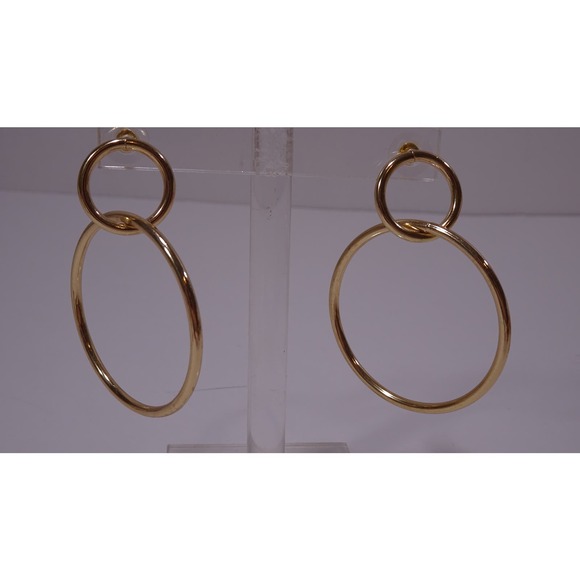 Banana Republic Women's Shiny INTERLOCKING Hoop EARRINGS NWT 58 GOLD - Picture 6 of 11